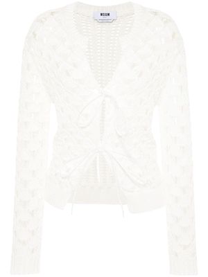 MSGM open-knit cotton cardigan - White