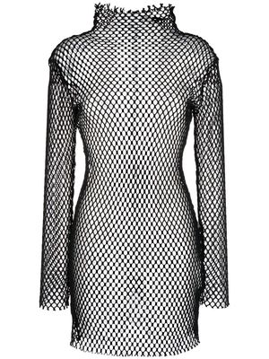 MSGM open-knit long-sleeved dress - Black