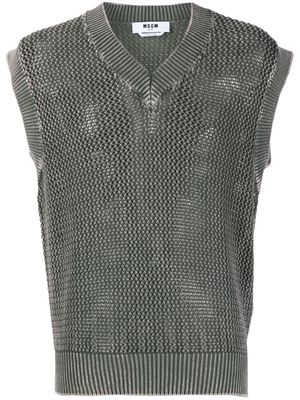 MSGM open-knit sleeveless sweatshirt - 37 GREEN