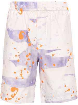 MSGM paint-splatter cotton shorts - Pink