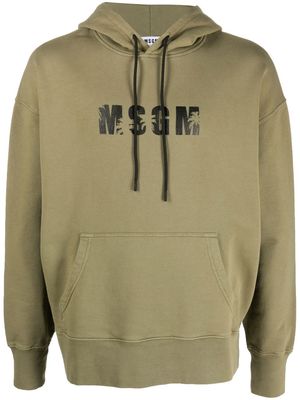 MSGM palm tree logo-print hoodie - Green