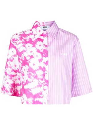MSGM panelled cropped shirt - Pink