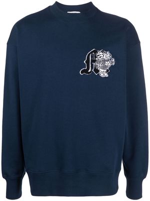MSGM patch-detail cotton sweatshirt - Blue