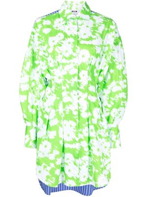 MSGM patchwork mix-print shirt dress - Green