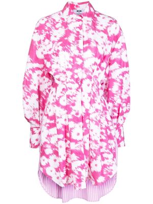 MSGM patchwork mix-print shirt dress - Pink