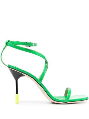 MSGM patent 100mm cross-strap sandals - Green