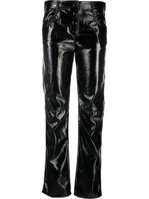 MSGM patent straight-leg trousers - Black