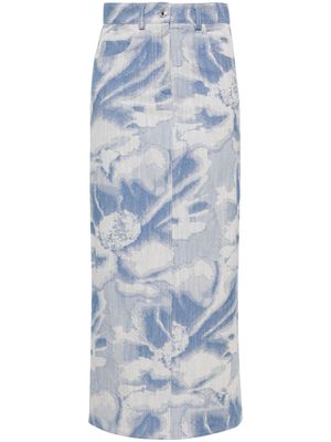 MSGM pattern-jacquard denim maxi skirt - Blue