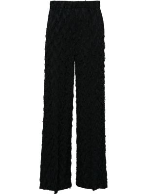 MSGM patterned frayed wide-leg trousers - Black