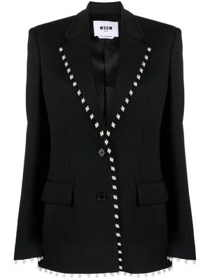 MSGM pearl-embellished single-breasted blazer - Black