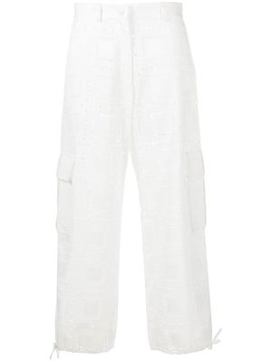 MSGM perforated-detail cargo trousers - White