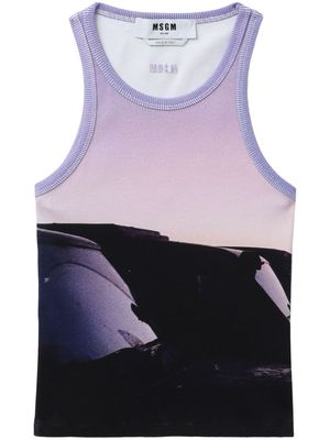 MSGM photograph-print cotton tank top - Black