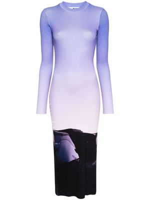 MSGM photograph-print ribbed dress - Blue