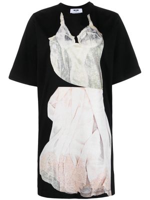 MSGM photograph-print T-shirt dress - Black