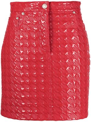 MSGM Pied de Poule-embossed vinyl skirt - Red
