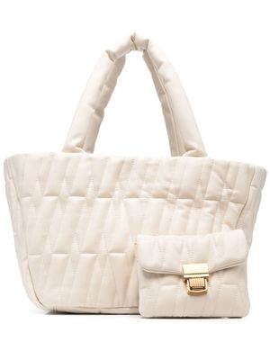 MSGM pillow-effect quilted tote bag - White