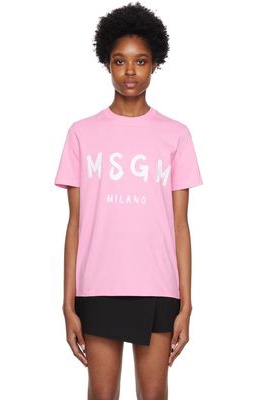 MSGM Pink Printed T-Shirt