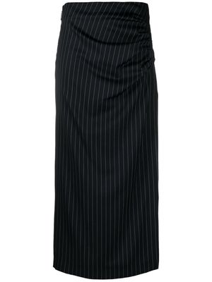 MSGM pinstripe-pattern draped pencil skirt - Blue