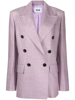 MSGM pinstriped-pattern double-breasted blazer - Purple
