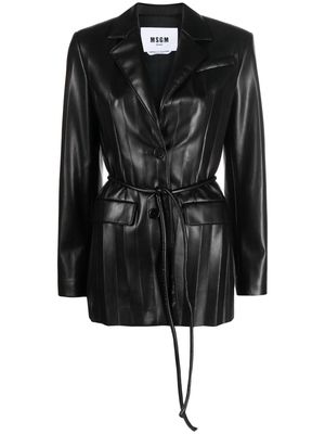 MSGM pleated faux leather jacket - Black