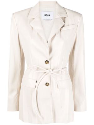 MSGM pleated faux leather jacket - Neutrals