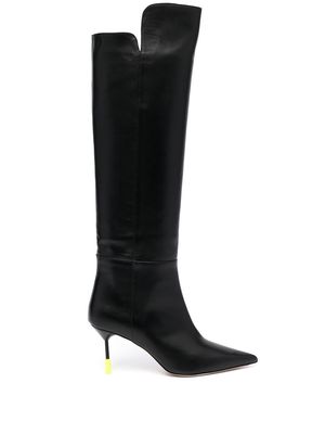 MSGM pointed-toe 100mm leather boots - Black