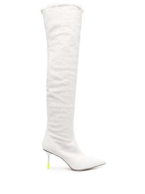 MSGM pointed-toe tweed boots - White