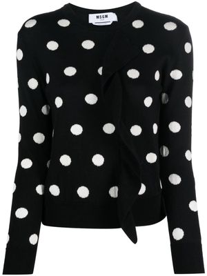 MSGM polka dot-pattern ruffled jumper - Black