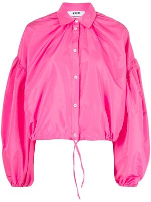 MSGM puff-sleeve satin blouse - Pink