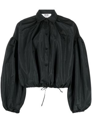 MSGM puff-sleeved cropped shirt - Black