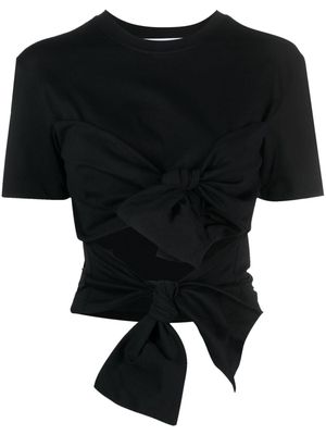 MSGM pussy-bow fastening cotton T-shirt - Black