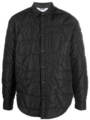 MSGM quilted long-sleeve overshirt - Black