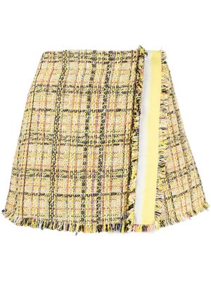 MSGM raw-edge tweed mini skirt - Yellow