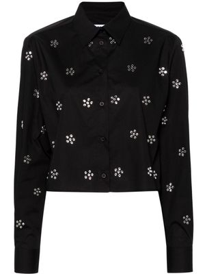 MSGM rhinestone-embellished cotton shirt - Black