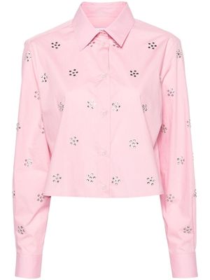 MSGM rhinestone-embellished cotton shirt - Pink
