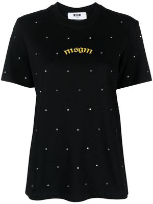 MSGM rhinestone-embellished cotton T-shirt - Black