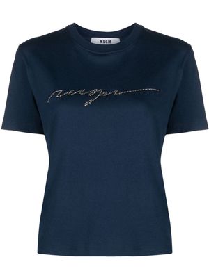 MSGM rhinestone-embellished cotton T-shirt - Blue