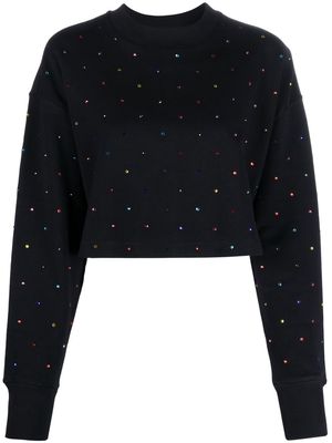 MSGM rhinestone-embellished cropped sweatshirt - Black