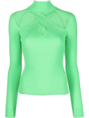 MSGM ribbed cut-out jumper - Green
