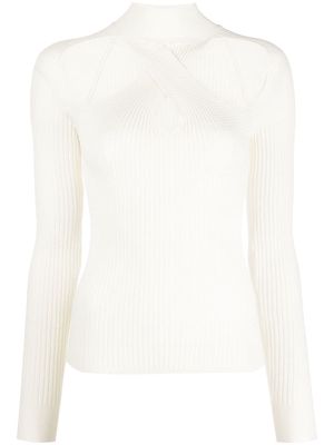 MSGM ribbed cut-out jumper - White