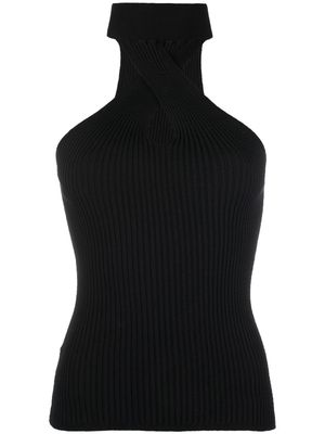MSGM ribbed-knit halterneck top - Black