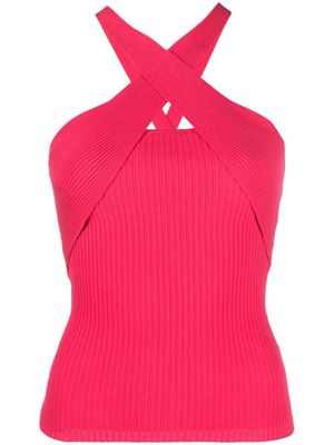 MSGM ribbed-knit halterneck top - Pink