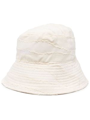 MSGM ripped-detail bucket hat - Neutrals