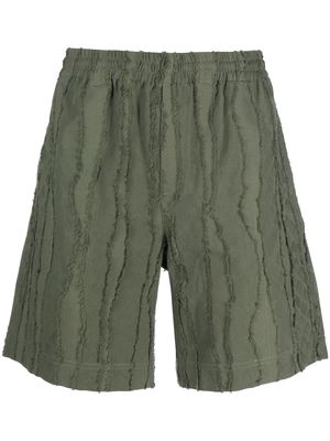 MSGM ripped-detail cotton shorts - Green