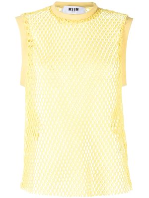 MSGM round neck mesh vest - Yellow