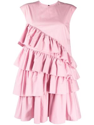 MSGM round-neck ruffled midi dress - Pink
