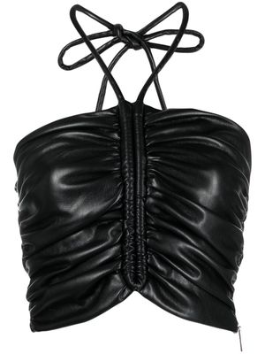 MSGM ruched faux leather vest - Black