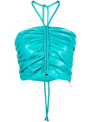 MSGM ruched faux leather vest - Green