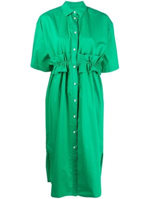 MSGM ruched short-sleeved shirt dress - Green