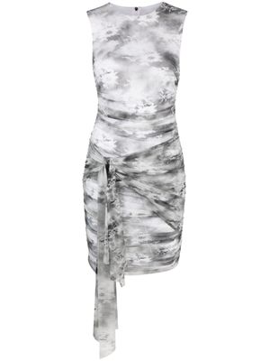 MSGM ruched tie-waist mesh minidress - Grey